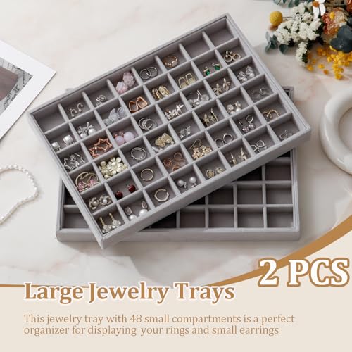 Image of Large Velvet Jewelry Tray Display Drawer Inserts 2 Pack