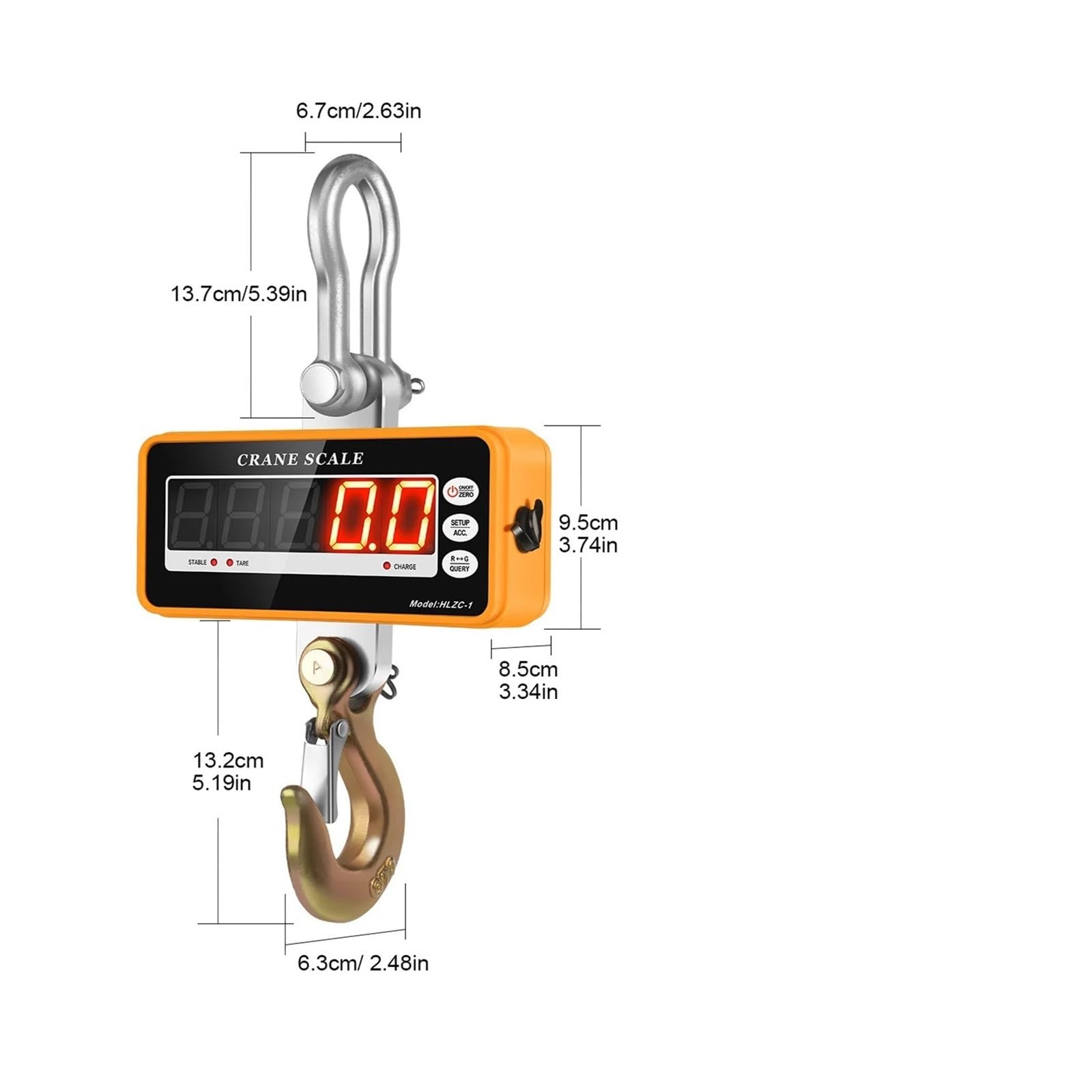 Báscula Colgante Digital Báscula Colgante electrónica de Alta precisión con Pantalla LED Caja plástico 0,1 kg Industrial Gancho de grúa de Servicio Pesado(2000kg)