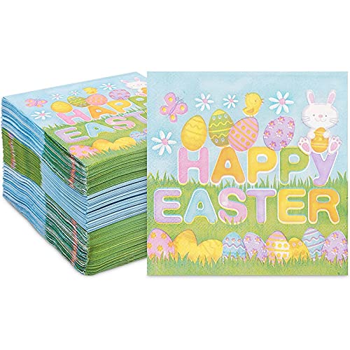 Happy Easter Paper Napkins, Spring Party Decorations (5 X 5 In, 150 Pack) #TOP27