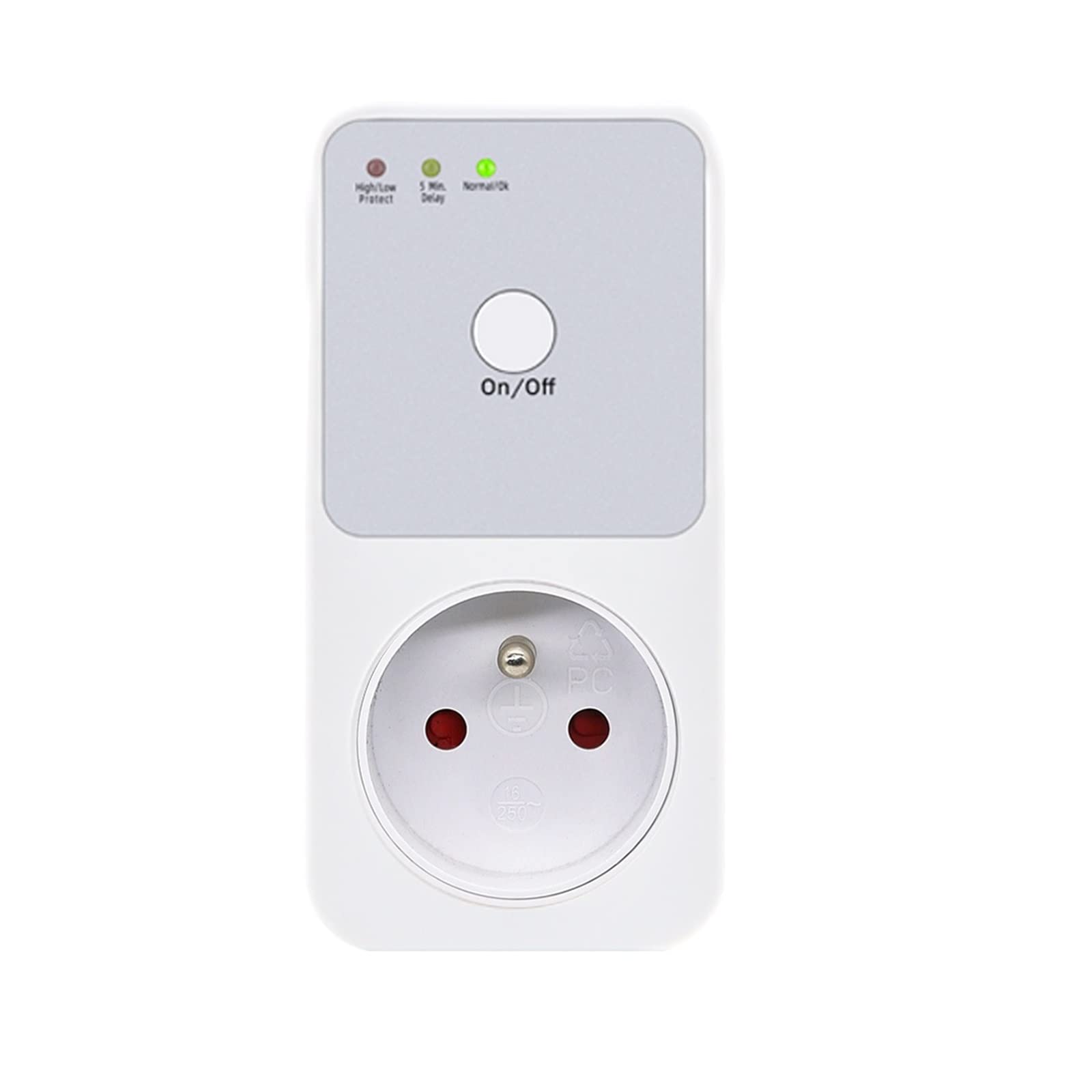 Automatic Voltage Protector Socket Switcher AC 220V Power Surge Safe Protector EU Plug Socket Voltage Safe Refrigerator Protect (Size : FR Plug)
