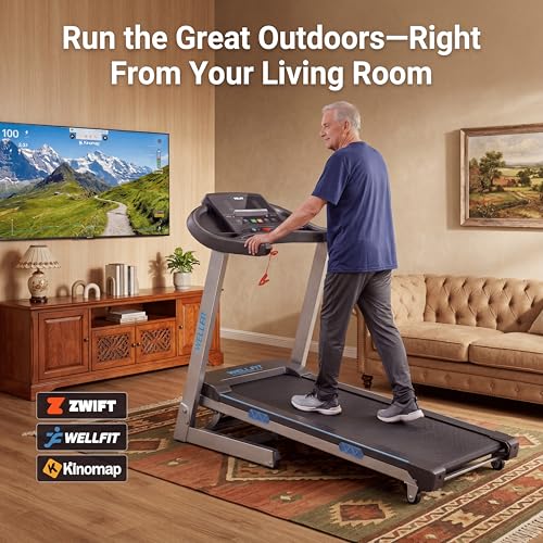 Image of WELLFIT 15% Auto Incline Treadmill for Home, Heavy Duty Foldable Treadmill with 400+LBS High Weight Capacity, 95% Pre-Assembled, 18 inch*43 inch Running Area, Treadmill with Safety Handrails, Gift for Seniors