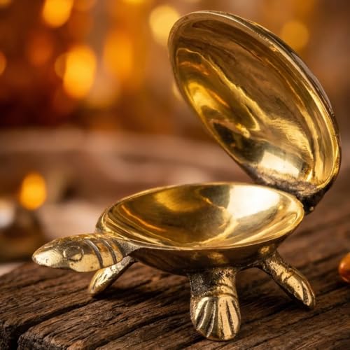 Image of Divine Hindu Feng Shui Wealth & Prosperity Brass Turtle - Ancient Symbol for Longevity, Career Growth, and Financial Stability - Perfect Home & Office Decor Gift | Dhanteras & Diwali Gift