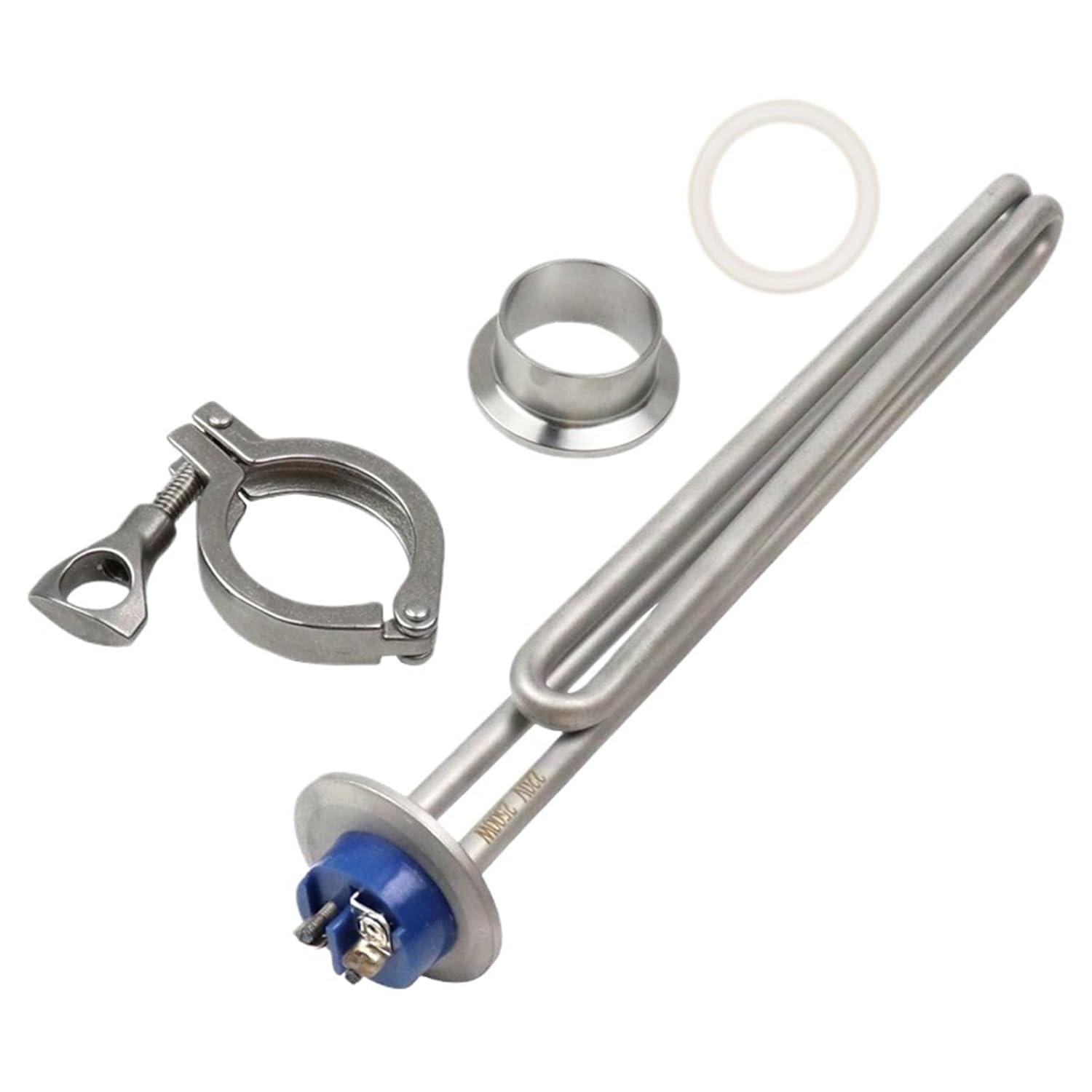 1pcs Stainless Steel 1.5" Tri Clamp(OD50.5mm) 220v 2.5kw/3.5kw Tubular Electric Water Heater Immersion Heating Element for Homebrew(Heater and Set,220V 2500W)