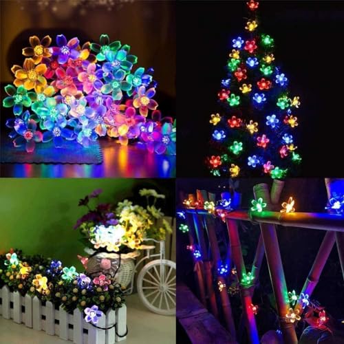 Solar String Lights Garden, 23ft 8 Modes 50 LED Blossom Solar Powered Fairy Lights Waterproof Outdoor Flower String Lights for Patio, Yard, Tree, Home, Lawn, Wedding, Party Decorations (Multi Colour) - Image 6