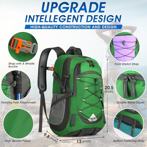 IGOLUMON Hiking Backpack 40L Lightweight Foldable Backpack for Men Women Durable Water Resistant Daypack Rucksack for Camping Cycling Climbing Walking Mountaineer Outdoor Sports (grass green) - Image 2