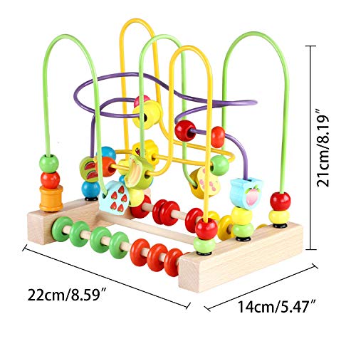 Jacootoys Motorikschleife aus Holz Roller Coaster Holzspielzeug Beweglich Lernspiel Bead Maze Babys Spielzeug für Kinder