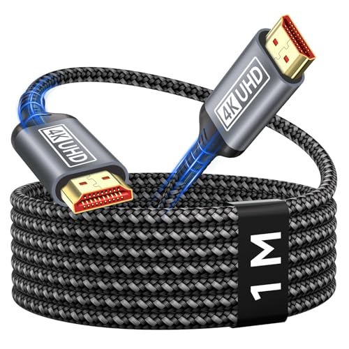 Nersligek 4K Cable HDMI 1Metros, Ultra HDMI 2.0 Cable de Alta Velocidad 18Gbps Soporte 4K@60Hz HDR, HDCP2.2, Ethernet, 3D, ARC, Compatible con el Ordenador Portátil, Monitor, PS5, PS4, Xbox, TV, PC