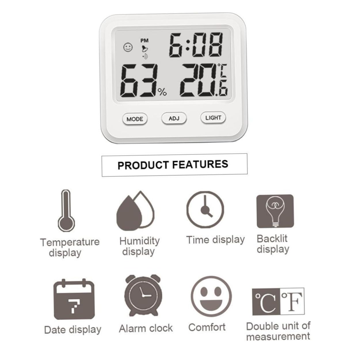 BESPORTBLE Lot De 3 Mini Moniteurs De Température Et Hygromètres Pour De Bébé Maison Bureau Avec Horloge Plastique