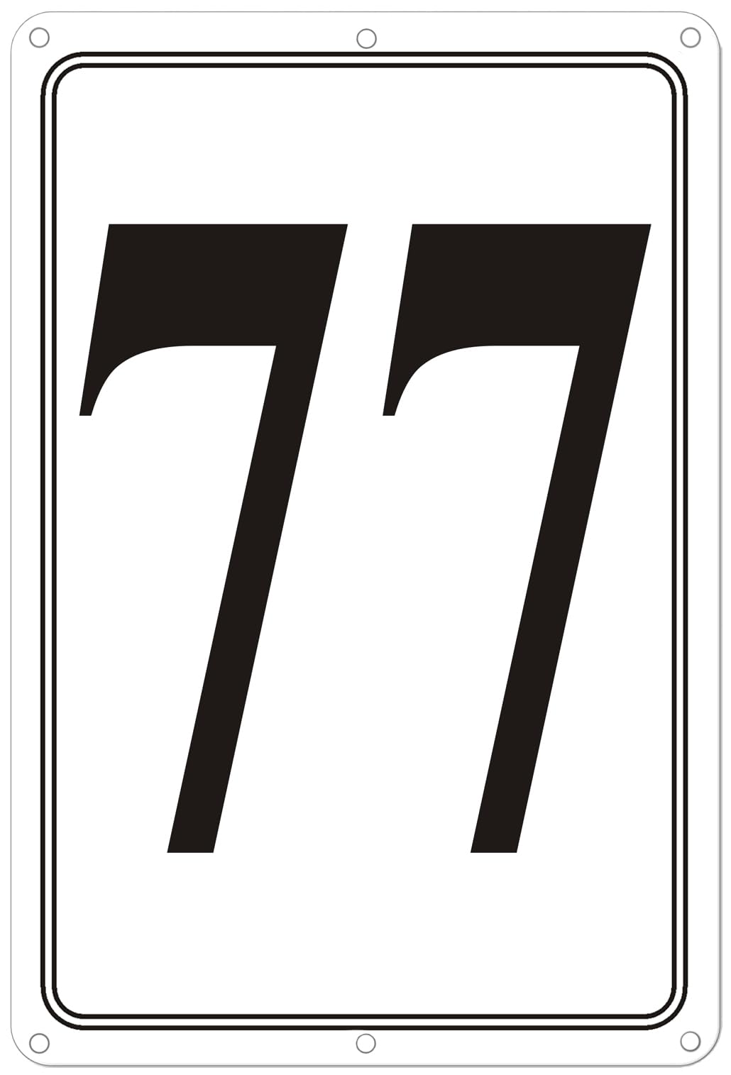 Premium Aluminum Number Signs 77, Metal 12" X 8" Numbered Signs Outdoor for Parking Lots, Floor, Dock, Court, Aisle, Field, High Visibility, No Fade, Weather-resistant