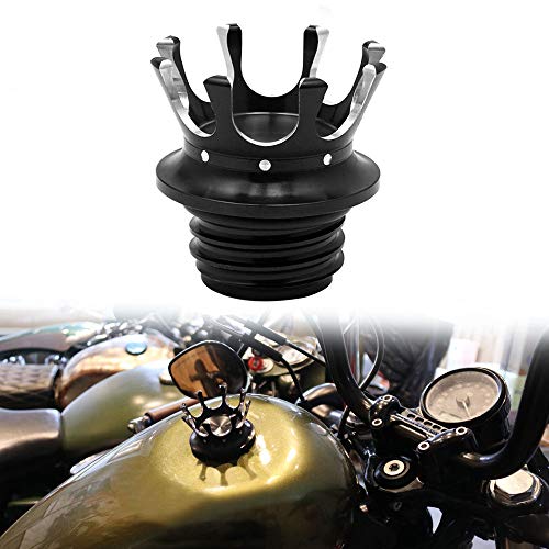 SaferCCTV King Crown Bouchon de réservoir de carburant en aluminium pour moto Noir