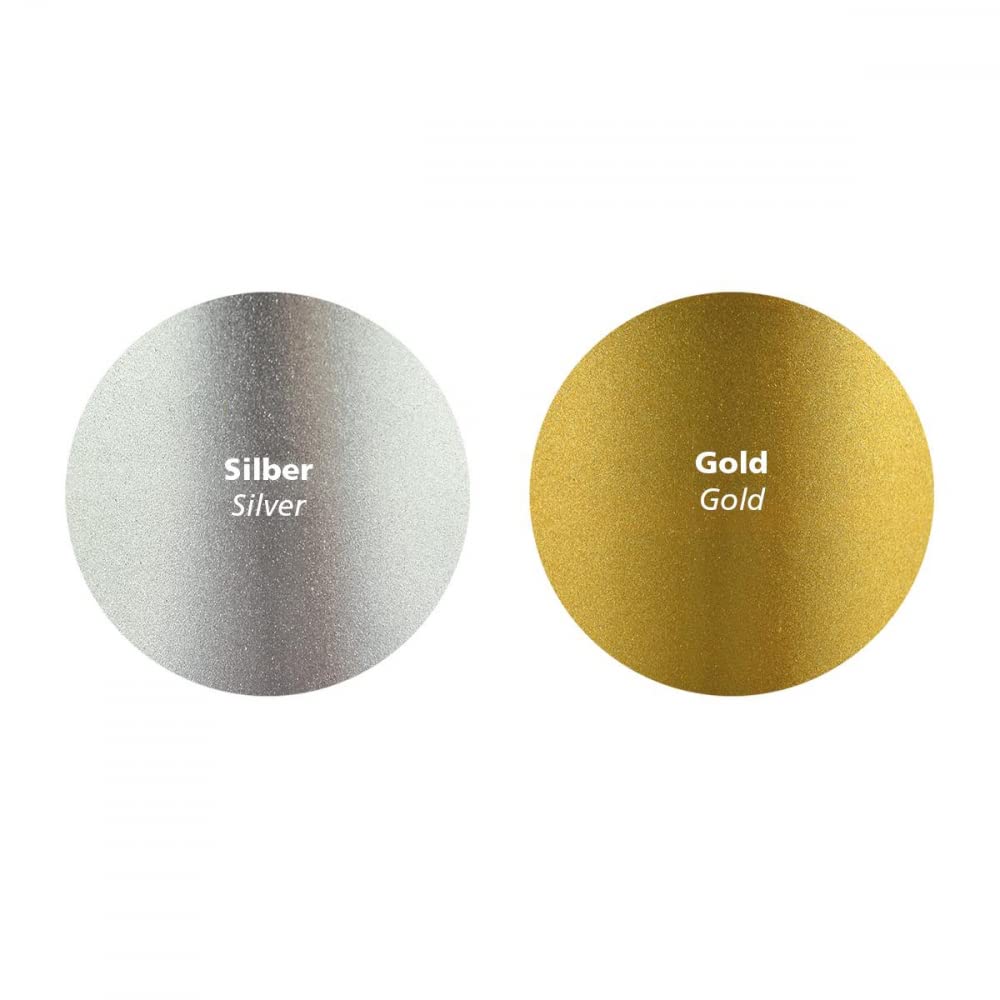 Viva Decor Maya Gold Lot de 2 peintures métalliques brillantes pour bricolage - 250 ml (doré et argent) - Peintures acryliques métallisées pour bois, carton, béton, papier, toile - Fabriqué en
