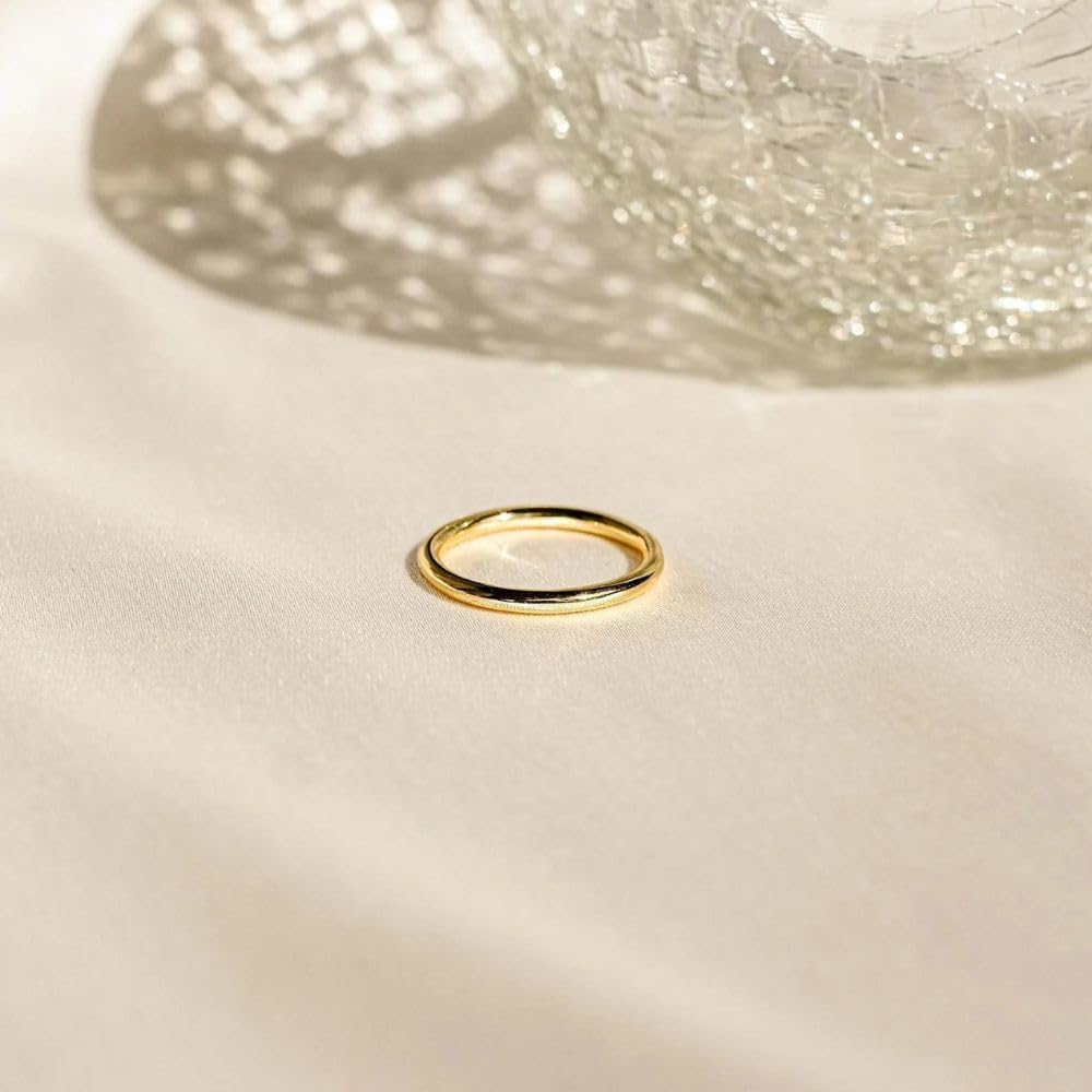 CAITLYNMINIMALIST 18K Gold Sterling Silver Minimal Stacking Dainty Ring Tiny Simple Band for Women Gift for Her