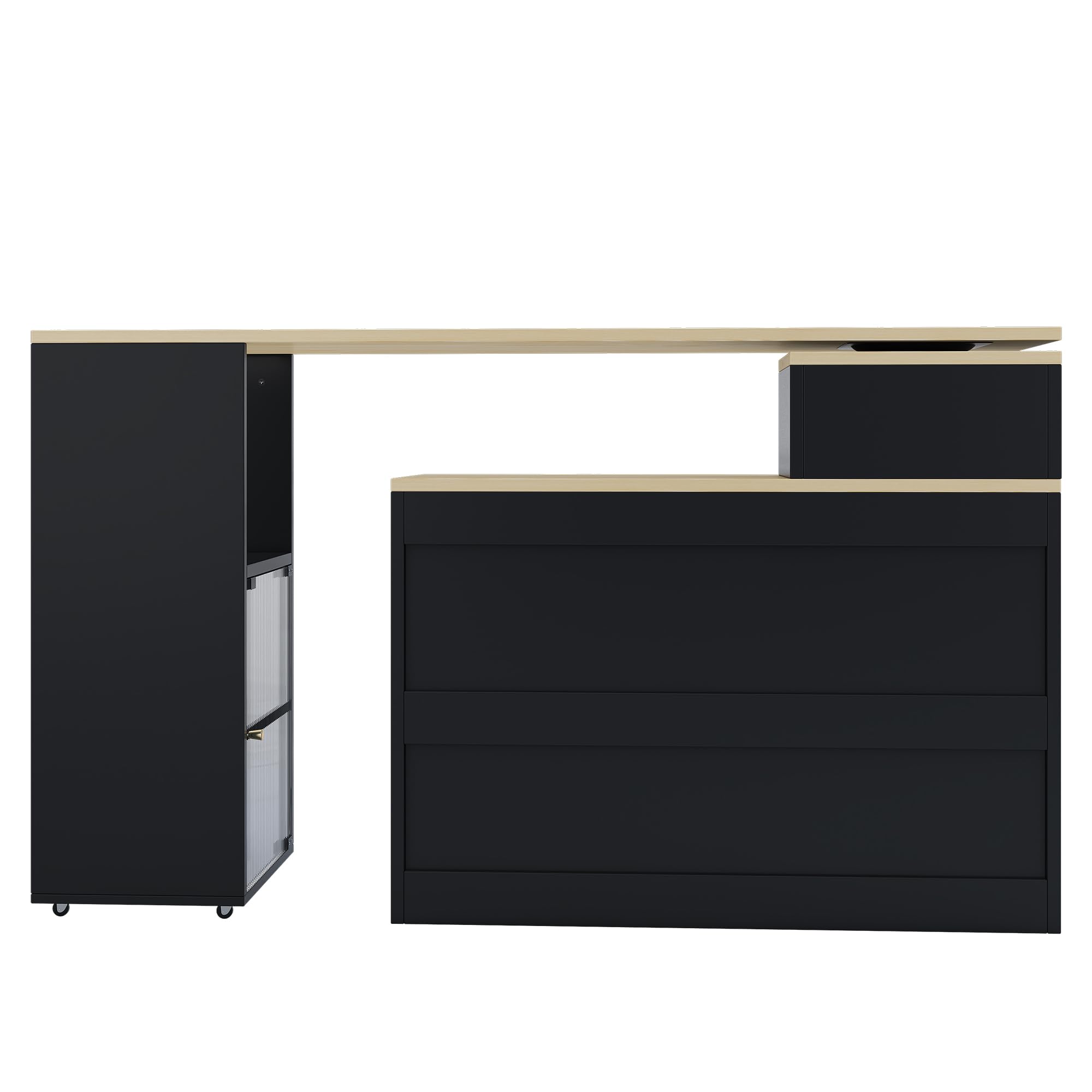 Tavolo da bar allungabile con vano portaoggetti, moderno tavolino girevole da bistrò, funzione credenza, ampio spazio di archiviazione, salvaspazio flessibile per soggiorno, sala da pranzo, cucina