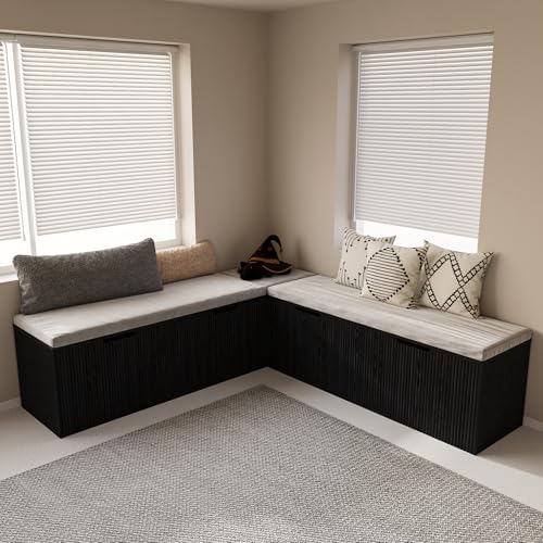 Mekminop Kitchen Breakfast Nook Bench, Backless Wood Corner Bench with