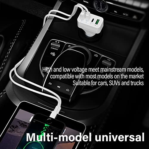 LOKEKE USB C Car Charger, 40W 4 Ports USB Cigarette Lighter Charger Adapter Socket with PD Fast Charger and QC 3.0 for Car, for Phones Tablets Pad Cameras