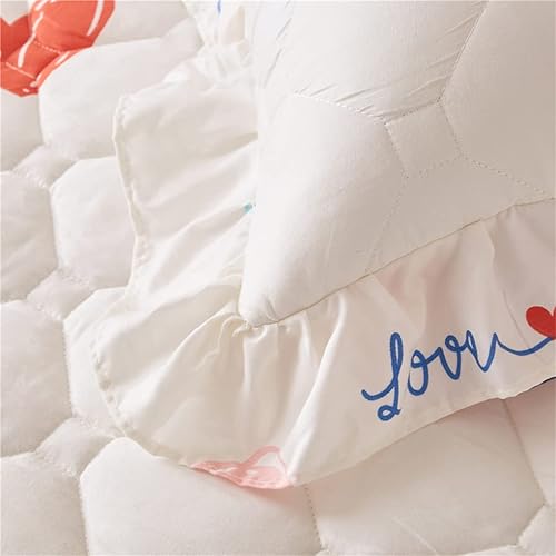 Miniatura 9 de Juego de falda de cama con volantes de 3 piezas, 3 piezas, cobertura lateral de 15.7 pulgadas, suave y cálida (Heartbeat, 78.7 x 86.6 in para cama