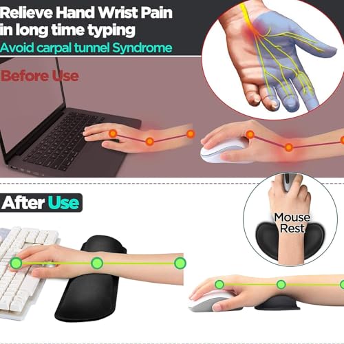 Image of Storite Soft Memory Foam Wrist Rest, Slip Resistant, Comfortable Keyboard and Mouse Pad Cushion Set, Typing Pain Relief, Support for Office Computer Desks, Laptops, Gaming, Black