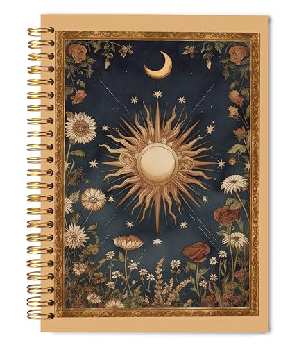 Journal botanique soleil et lune avec reliure à spirale haut de gamme