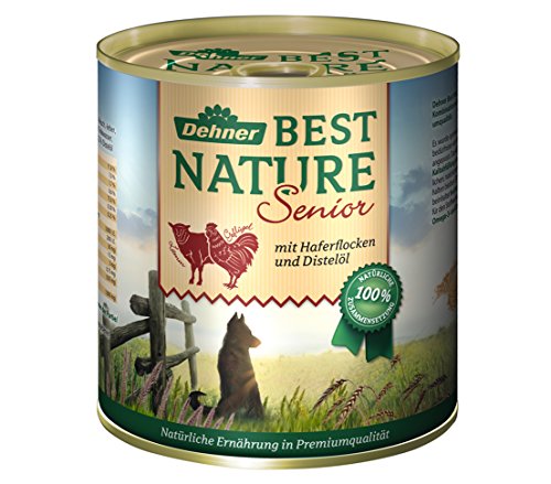 Dehner Best Nature Hundefutter, Nassfutter, für ältere Hunde, Lamm / Geflügel / Haferflocken, 6 x 800 g Dose (4.8 kg)