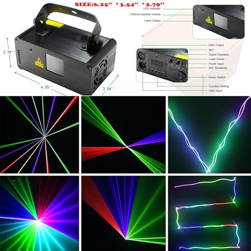Image of Professional RGB Laser Party Lights,Sound Activated DJ Disco Light,DMX512 Remote Control Scanner Beam Effect Lazer Projector Lighting for Show KTV Bar Club School Dances Corporate Event Mobile DJs | Sound Activated, DMX512 Remote Control, Scanner Beam Effect, For DJ Disco Show KTV Bar Club School Dances Corporate Event