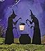 3 Piece Witch Stake Cauldron Pot Solar Lighted Lantern Halloween Silhouette Yard Display Decoration