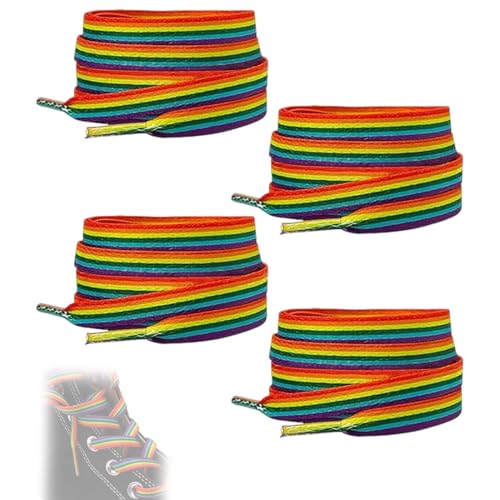 JUGUTA 2 Paar Regenbogen Schnürsenkel,Pride Sticker Bunte Schnürsenkel,Accessoires,Regenbogen, Regenbogen Accessoires,Csd Pride Accessoires,Armband Merch Pin Rainbow Bunt Sportschuhe(A)