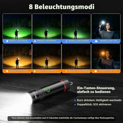 Blukar 2026 Gen 2 Taschenlampe EDC Aufladbar 2 Farbtemperatur – Ansicht 5