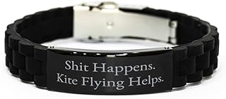 Perfect Kite Flying Black Glidelock Clasp Bracelet, Happens. Kite, Fancy Gifts for Friends from Friends, Birthday Gifts, Kite flying gifts, Unique kite flying gifts, Gifts for kite flyers, Kites, Silver Plated Zinc, Cubic Zirconia