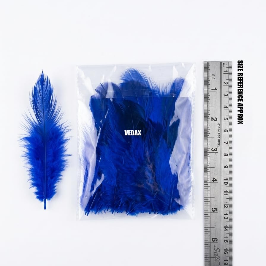 Artificial Feathers for Crafts, Decoration & DIY Projects – 100 Pcs, 4 Inch Colorful Craft Feathers for Kids, Wedding, Home Décor & School Projects : Blue-image-15
