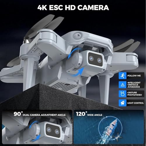 Image of GPSDrone with Dual 4K Camera, ProfessionalDrone with EIS and Brushless Motors, Comes with 1 Batteries, Supports WiFi Transmission and Trajectory Flight, Ideal Professional Drone for Adults