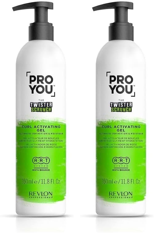 Revlon Professional ProYou Gel Activador de Rizos y Ondas para Cabello Curly, Máxima Definición e Hidratación, 350 ml, Gama Rizos The Twister Scrunch (Paquete de 2)