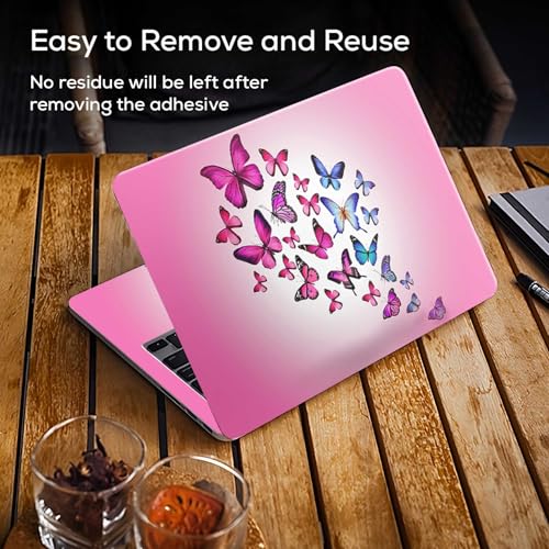 Image of Galaxsia Butterfly Pink Pattern Full Body Vinyl Laptop Skin /Sticker /Cover Upto 15.6 Inches Laptops Laminated-Removable-HD Quality Compatible for Hp-Dell-Sony-Lenovo-Asus etc.(15x10 Inches)