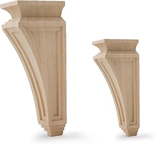 2pcs Wood Corbels Corbel Bracket Suitable for Countertops Shelves Fireplace Mantel Doorway (Simple Style, Small Size)