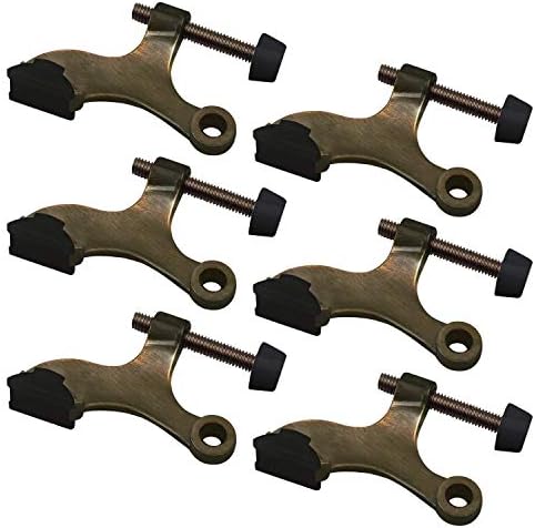 Nuk3y Hinge Pin Heavy Duty Adjustable Door Stop (6 Pack, Antique Brass)