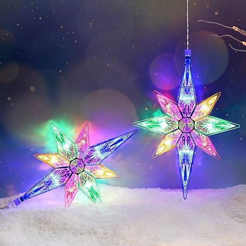 Luces de estrella de ventana Navidad LED de 27,5 cm de plástico arcoíris (1 unidad) 5