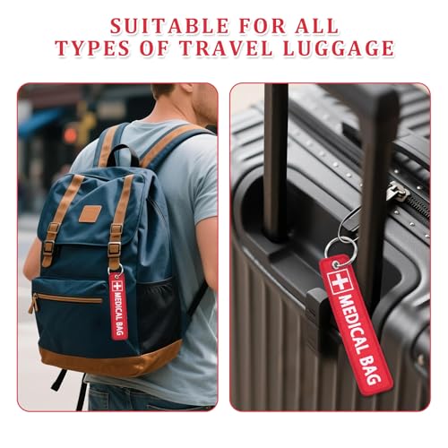 2 Pack Medical Alert Bag Tags, Emergency Medical Equipment Luggage Tags for CPAP Respiratory Equipment, Diabetes, Allergy - Everyday Home and Travel Medical Device Luggage Tag3