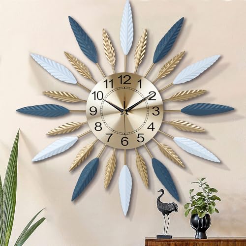 Lafocuse Reloj de Pared Grande Salon Moderno Dorado, Silencioso M...