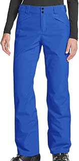 FZALYB Women's Solid Color Trousers, Warm Thick Elastic Back Waist, Winter Outdoor Hiking Ski Pants(Size:XXL,Color:Blue)