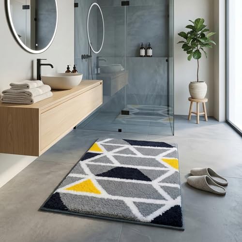 Image of LOOMLYFE Super Soft (40x60 cm) Microfibre 2000 GSM Bath Mat Super Absorbent Anti-Skid Door Mats for Home /Bathroom Mat /Bedroom /Kitchen /Floor Mat Pack of 1 - GreyZigZag