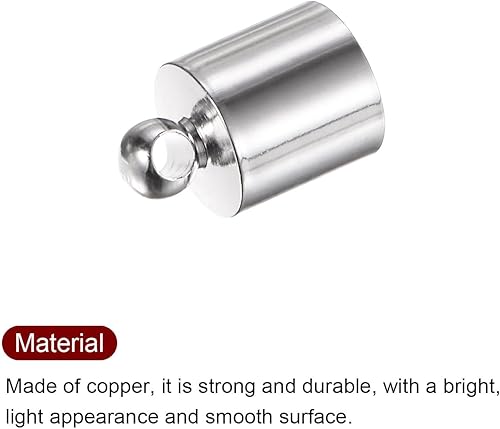 Miniatura 4 de 50 tapas de extremo de cordón de 0.256 in de identificación de cobre, tapas de extremo de barril para bricolaje, pulseras, collares, borlas, tono