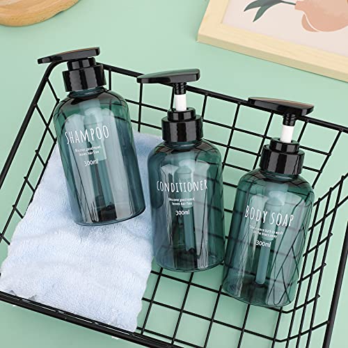 Image of Segbeauty Shampoo and Conditioner Dispensers, 10oz Refillable Pump Bottles for Shower 300ml Body Wash Shampoo Dispenser 3 Packs Empty Plastic Press Bathroom Liquid Body Soap Gel Lotion Dispenser Blue