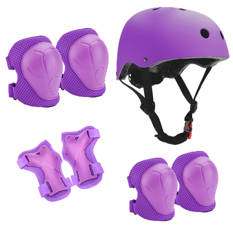 Neuytiky Set di Casco Protezione Bambini con Casco Regolabile Ginocchiere Gomitiere e Polsiere, Casco Bici Protezioni...