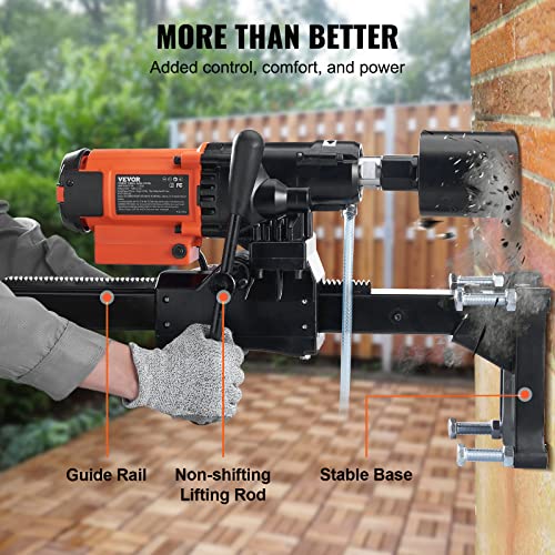 Image of VEVOR Diamond Core Drilling Machine, 8in Wet&Dry Concrete Core Drill Rig with Stand, 750RPM Speed & 1-1 /4 inch 5 /8 inch Thread & Lifting Handle, 8in Drilling Diameter for Concrete Brick Block Stone, 2500W