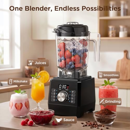 1800W Countertop Blenders for Kitchen, Blender for Smoothie with 70 oz BPA-Free Pitcher, 25000 RPM Smoothie Blender with 6 Presets, Multiple Speeds, Time Setting, Pulse for Milkshakes,Ice Crushing - Image 2