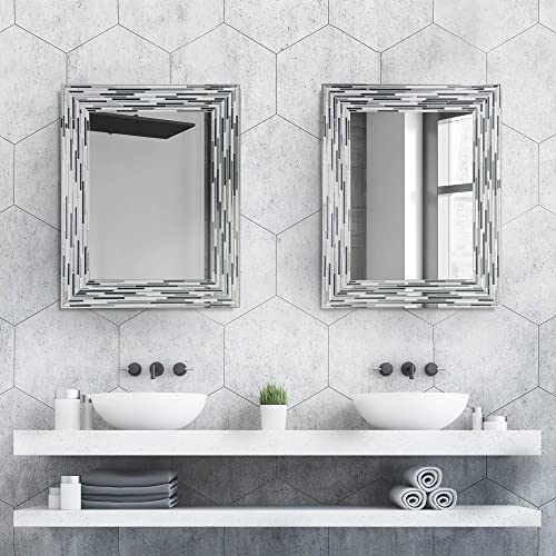 Head West Reeded Mosaic Tile Frameless Printed Bathroom Decorative Vanity Wall Accent Mirror - 24 X 30 #TOP3
