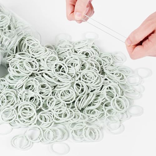 HOYOLS 1000 Stück Kleine Haargummis Weiß, Mini Elastische Haarbänder für Zöpfe, Flechten & Pferdeschwanz, Latexfreie Gummibänder für Mädchen Kinder(S)