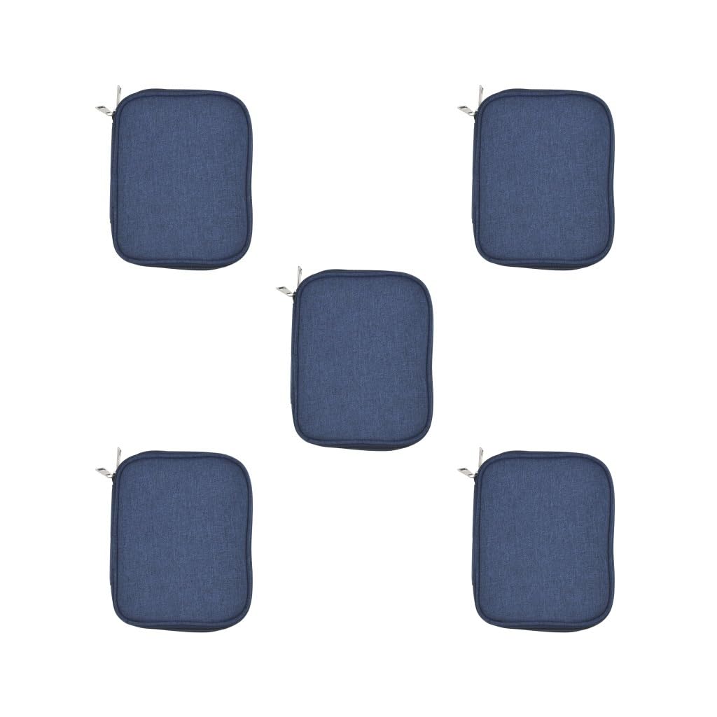 Juego de 5 bolsas de almacenamiento con cremallera para ganchos de ganchillo, color azul