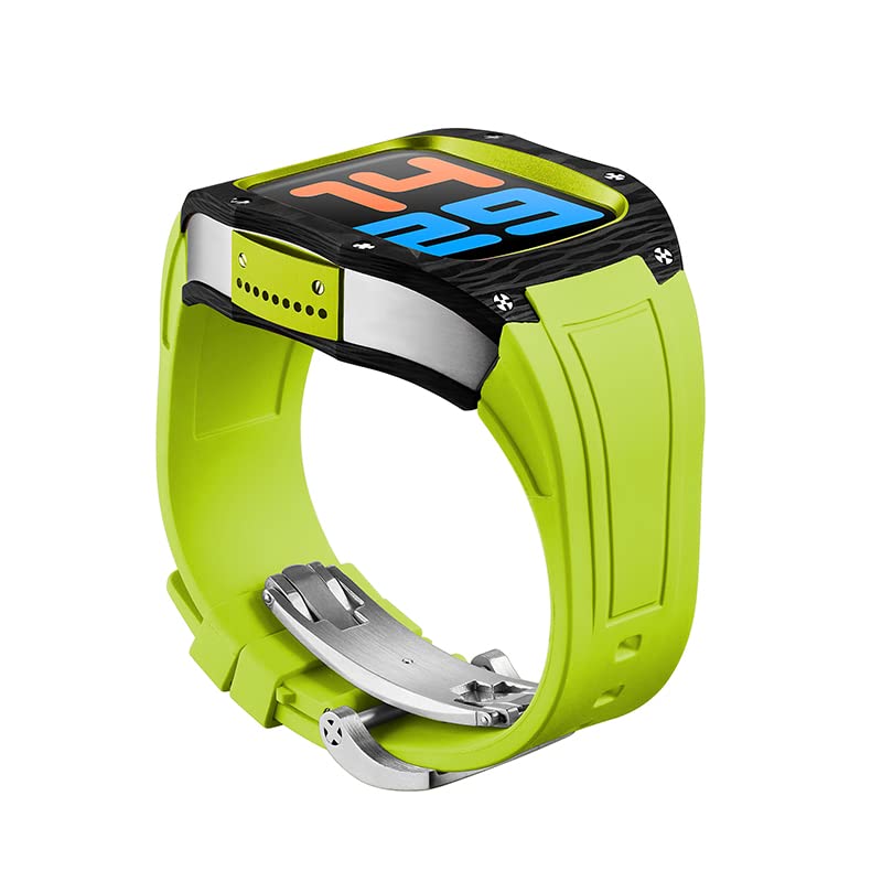 Boîtier carbone pour Apple Watch 45mm : kit modification luxe et bracelet fluorocarboné