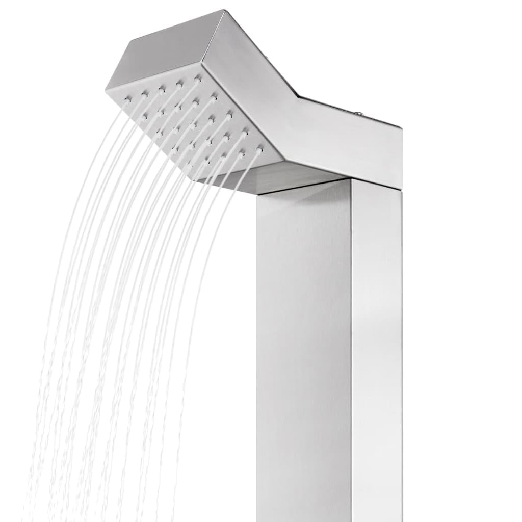 vidaXL Gartendusche mit Grauer Bodenplatte 225 cm Edelstahl