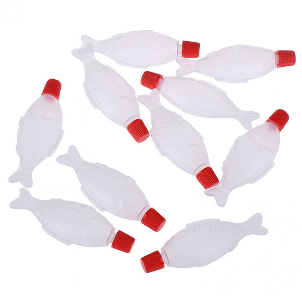 Stakee Transparent Mini Sauce Containers 10Pcs 4Ml Fish-Shaped Soy Sauce Bottles Mini Condiment Squeeze Bottles For Sauce Syrup